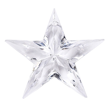 Transparent Acrylic Pendants, Faceted, Snowflake, Clear, 42x44.5x10.5mm, Hole: 2mm, about 125pcs/500g