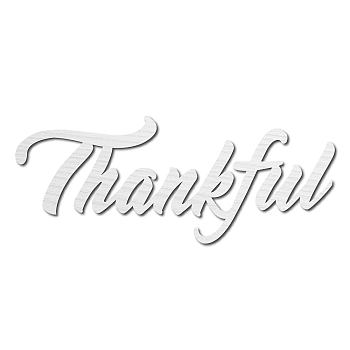 Laser Cut Basswood Wall Sculpture, for Home Decoration Kitchen Supplies, Word Thankful, White, 120x300x5mm