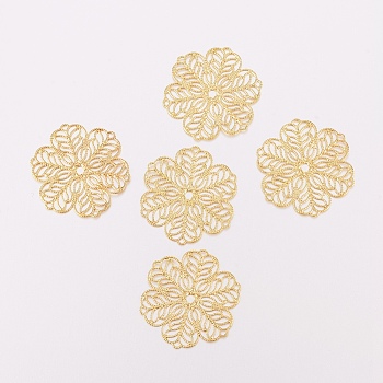 201 Stainless Steel Filigree Joiners Links, Flower, Golden, 30x27x5mm, Hole: 2mm
