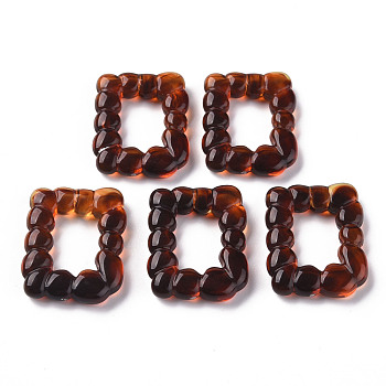 Transparent  Resin Pendants, Imitation Gemstone, Rectangle, Coconut Brown, 31x24.5x5.5mm, Hole: 1.4mm