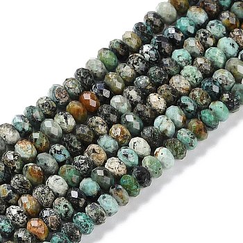 Natural Chrysocolla Beads Strands, Rondelle, Faceted, 4x5x5mm, Hole: 1mm, about 118pcs/strand, 15.16 inch(38.5cm)