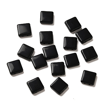 Opaque Acrylic Beads, Square, Black, 8x8x3mm, Hole: 1mm