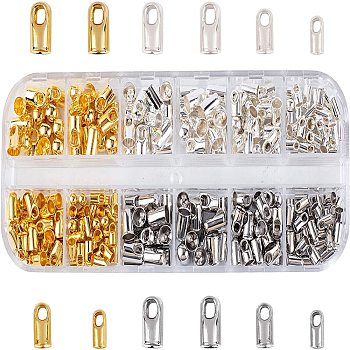 Brass Cord Ends, Mixed Color, 13x5x1.5cm, about 258pcs/set