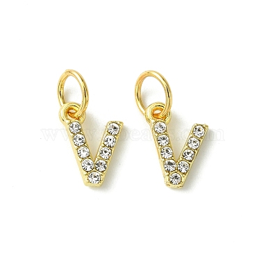 Golden Clear Letter V Alloy+Rhinestone Pendants