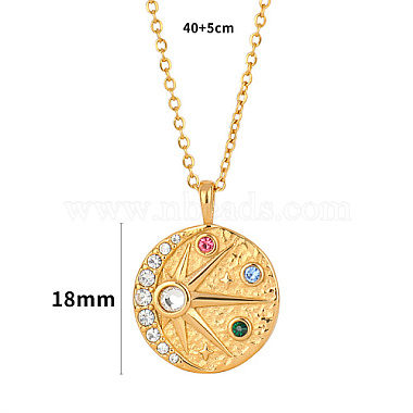 Golden Stainless Steel Micro Pave Cubic Zirconia Pendant Necklaces(UF9683-1)-2
