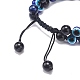 Natural Blue Tiger Eye(Dyed & Heated) & Eyeless Obsidian & Resin Evil Eye Braided Bead Bracelet(BJEW-JB08840-04)-5