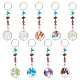 9Pcs 9 Styles Alloy & Gemstone Chip Keychians(KEYC-UN00001)-1