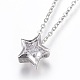 304 Stainless Steel Brass Cubic Zirconia Pendant Necklaces(NJEW-O108-13P)-1