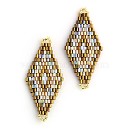 MIYUKI & TOHO Japanese Seed Beads, Handmade Links, Rhombus Loom Pattern, Peru, 42.5~44x19~20x1.5~2mm, Hole: 1~2mm(X-SEED-S009-SP2-12)
