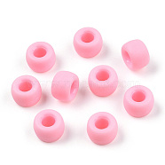 Opaque Plastic Beads, Frosted, Barrel, Pearl Pink, 9x6mm, Hole: 3.8mm, about 1900pcs/500g(KY-T025-01-C11)