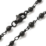 304 Stainless Steel Ball Link Chain Necklaces, Black, 18.07 inch(45.9cm)(NJEW-L173-023EB)