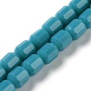 Opaque Glass Beads Strands, Faceted Barrel, Cadet Blue, 6.5~7x6mm, Hole: 1mm, about 78pcs/strand, 20.28~21.65 inch(51.5~55cm)(GLAA-G112-03E)