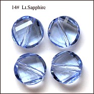 Imitation Austrian Crystal Beads, Grade AAA, Faceted, Flat Round, Light Sky Blue, 10x5mm, Hole: 0.9~1mm(SWAR-F057-10mm-14)