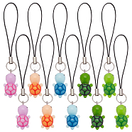 Opaque Resin Tortoise Mobile Strap, with Nylon Cord, Mixed Color, 80~95mm(HJEW-PH01805)