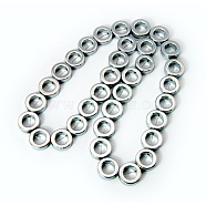 Non-Magnetic Synthetic Hematite Beads Strands, Donut, Silver Plated, 12x4mm, Hole: 1mm, about 36pcs/strand, 8.3 inch(X-G-Q664-2)