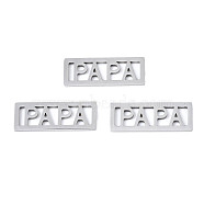 201 Stainless Steel Filigree Joiners, Laser Cut, Rectangle with Word PAPA, Stainless Steel Color, 20x7.5x1mm, Hole: 1.2x5mm(STAS-T044-276P)