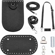 DIY PU Leather Knitting Crochet Bags, with Bottom and Shoulder Strap, for DIY Craft Shoulder Bags Accessories, Black, 260x180x3~15mm, Hole: 6mm(DIY-WH0171-10A)