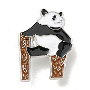 Panda Enamel Pins, Platinum Plated Alloy Badge for Backpack Clothes, Sienna, 30x22x1.5mm(JEWB-K012-05B-P)