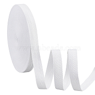 Flat Polycotton Twill Tape Ribbon, Herringbone Ribbon, White, 20x0.6mm(OCOR-WH0066-92F-02)