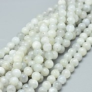 Natural White Moonstone Beads Strands, Round, 6mm, Hole: 0.8mm, about 63pcs/strand, 15.75 inch(40cm)(G-F674-08-6mm)