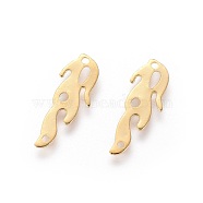 201 Stainless Steel Filigree Joiners Links, Flame, Golden, 12x4x0.4mm, Hole: 0.7mm(X-STAS-F231-082G)