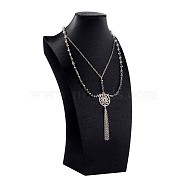 Wood Covered with Cloth Necklace Displays, Black, 34.5x20.5x10.2cm(NDIS-K001-17)