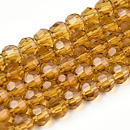 Transparent Glass Bead Strands, Faceted(32 Facets) Round, Goldenrod, 4~5mm, Hole: 0.5mm, about 93~98pcs/Strand, 14.17~14.57 inch(36~37cm)(GLAA-R166-4mm-01H)