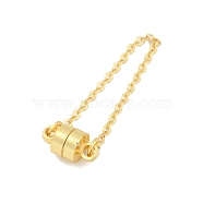 Rack Plating Brass Magnetic Clasps, with Chains, Long-Lasting Plated, Lead Free & Cadmium Free, Round, Real 18K Gold Plated, 78mm(KK-A224-22G)