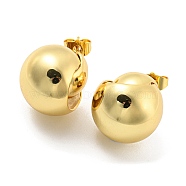 Round Stud Earrings, Brass Jewelry for Women, Cadmium Free & Lead Free, Real 18K Gold Plated, 20x20mm(EJEW-G355-16G)