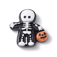 Halloween Theme Opaque Resin Cabochons, Black, Skeleton Pattern, 27x26x7mm(RESI-E035-01A)