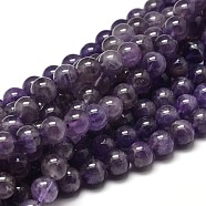 Natural Amethyst Round Bead Strands, Grade B, 8mm, Hole: 1mm, about 46~48pcs/strand, 15.3 inch(G-I168-09-8mm)