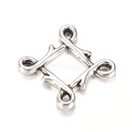 Tibetan Style Alloy Chandelier Components Links, Rhombus, Cadmium Free & Lead Free, Antique Silver, 21x21x2mm, Hole: 2x1mm(X-TIBE-Q064-22AS-RS)