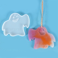 DIY Pendants Silicone Statue Molds, Resin Casting Molds, UV Resin, Epoxy Resin Craft Making, Halloween Theme, Ghost, White, 94x110x7mm, Hole: 2.8mm(DIY-E049-12)