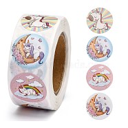 Children Cartoon Stickers, Adhesive Labels Roll Stickers, Gift Tag, for Envelopes, Party, Presents Decoration, Flat Round, Colorful, Horse Pattern, 25mm, about 500pcs/roll(DIY-P008-B04)