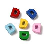 Alloy Spray Paint Slide Charms, Shiny Side, Random Color, Letter.D, 12mm, Hole:8mm(PALLOY-TAC0018-03-D)