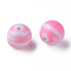 Opaque Striped Acrylic Beads, Round, Pearl Pink, 19mm, Hole: 3mm, about 112pcs/500g(MACR-S373-27B-05)