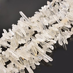 Natural Rough Quartz Crystal Bead Strands, Nuggets, Clear, 10~50x2~10mm, Hole: 1mm, about 15.4 inch~17.3 inch(G-I111-02)