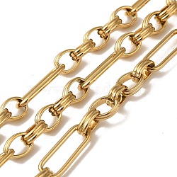 Ion Plating(IP) 304 Stainless Steel Rectangle Link Chains, Unwelded, with Spool, Real 18K Gold Plated, 8.5x6~6.5x2.5mm and 19x6.5x1.5mm, 10m/roll(CHS-Q006-10G)