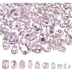 CHGCRAFT Sew on Rhinestone, Glass Rhinestone, Multi-strand Links, with Stainless Steel Settings, Garments Accessories, Faceted, Light Amethyst, 18x13x6.5mm, Hole: 1.2mm, 100pcs/box(RGLA-CA0001-02P-A)