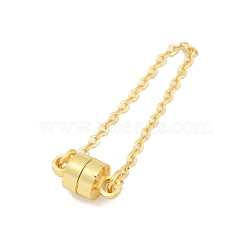 Rack Plating Brass Magnetic Clasps, with Chains, Long-Lasting Plated, Lead Free & Cadmium Free, Round, Real 18K Gold Plated, 78mm(KK-A224-22G)