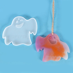 DIY Pendants Silicone Molds, Resin Casting Molds, UV Resin, Epoxy Resin Craft Making, Halloween Theme, Ghost, White, 94x110x7mm, Hole: 2.8mm(DIY-E049-12)