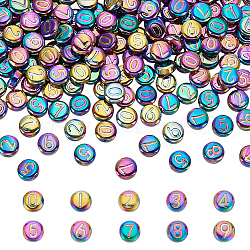 150Pcs 10 Colors Electroplate Glass Beads, Flat Round with Mixed Number, Purple, 9.5~10x4.5~5mm, Hole: 0.8mm, 15pcs/color(GLAA-AR0001-79A)