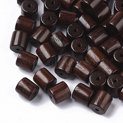 Natural Wood Beads, Waxed Wooden Beads, Dyed, Column, Saddle Brown, 8.5x8mm, Hole: 1.6mm(X-WOOD-S665-02B-01)