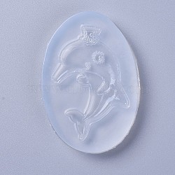 Silicone Molds, Resin Casting Molds, For UV Resin, Epoxy Resin Jewelry Making, Dolphin, White, 82x55x7mm, Dolphin: 66x40mm(DIY-L026-012)