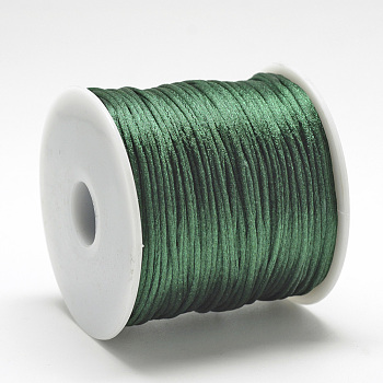 Nylon Thread, Rattail Satin Cord, Dark Green, about 1mm, about 76.55 yards(70m)/roll