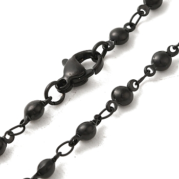 304 Stainless Steel Ball Link Chain Necklaces, Black, 18.07 inch(45.9cm)