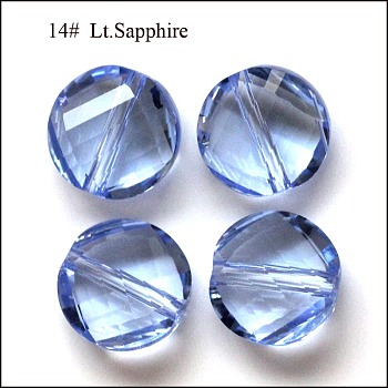 Imitation Austrian Crystal Beads, Grade AAA, Faceted, Flat Round, Light Sky Blue, 10x5mm, Hole: 0.9~1mm