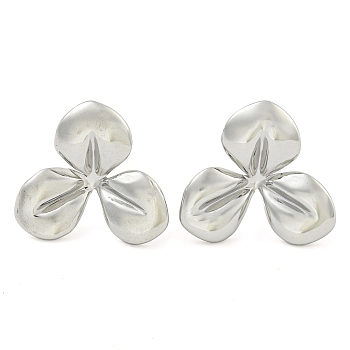 Non-Tarnish 304 Stainless Steel Stud Earrings for Women, Leaf, Stainless Steel Color, 17.5x18.5mm