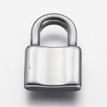 304 Stainless Steel Pendants, Padlock, Stainless Steel Color, 19x12.5x3mm, Hole: 6x6.5mm