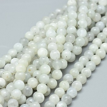 Natural White Moonstone Beads Strands, Round, 6mm, Hole: 0.8mm, about 63pcs/strand, 15.75 inch(40cm)